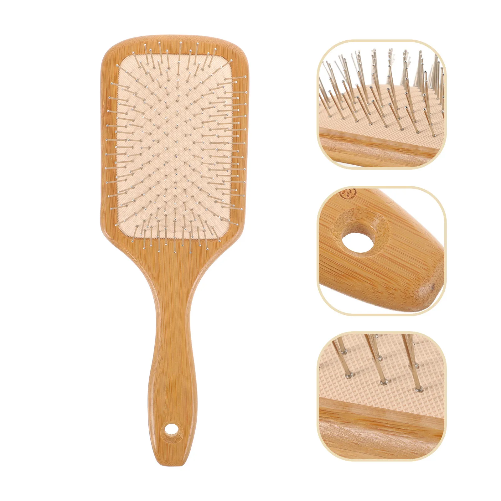 

Женская массажная расческа для волос с воздушной подушкой, бамбуковая и стальная конструкция, бережное распутывание, стимуляция кожи головы, легкая и портативная