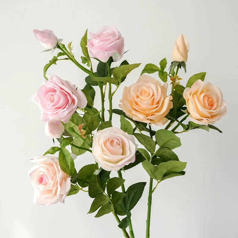

2/3 шт. реалистичные искусственные розы с 3 головками и длинным стеблем, роза, свадебный букет, цветы, домашний декор, весенняя цветочная композиция «сделай сам»