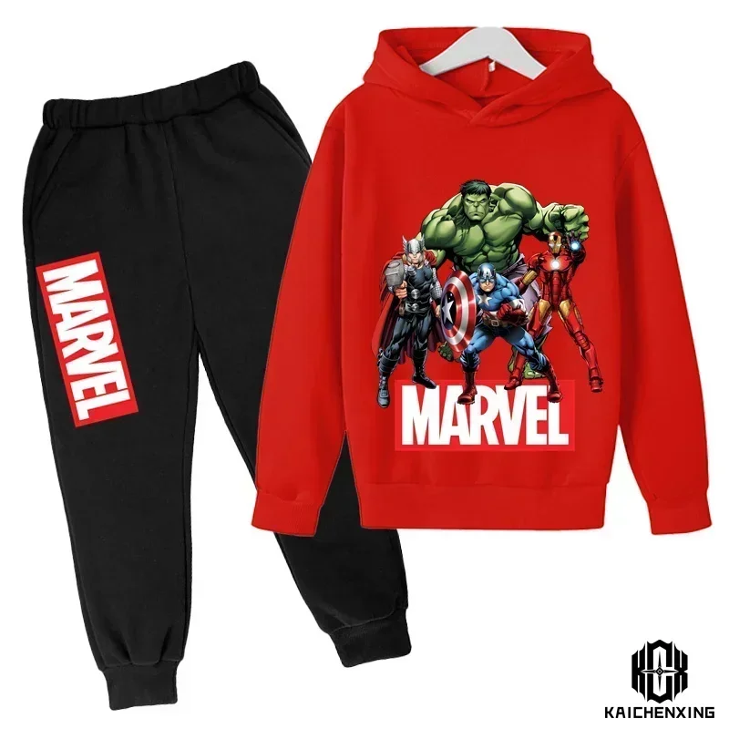 The Avengers Hoodies Kids Tracksuits Boy Girl Spring Autumn New Sweatshirt Clothes Set Marvel- Super Heros Hooded Pants Suit