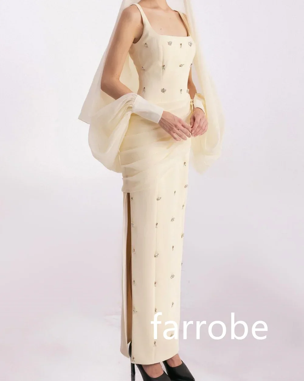 Customized Elegant Jersey Pleat Sequined A-line Square Neck Midi Dresses Evening Dresses Classic Exquisite Modern Style Pastrol  image 2