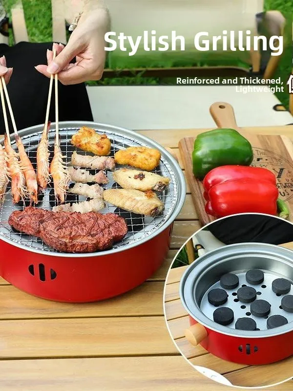 Портативная уличная одноразовая печь для барбекю, круглая печь для фруктового угля, кулачковая печь, маленькая домашняя печь из нержавеющей стали