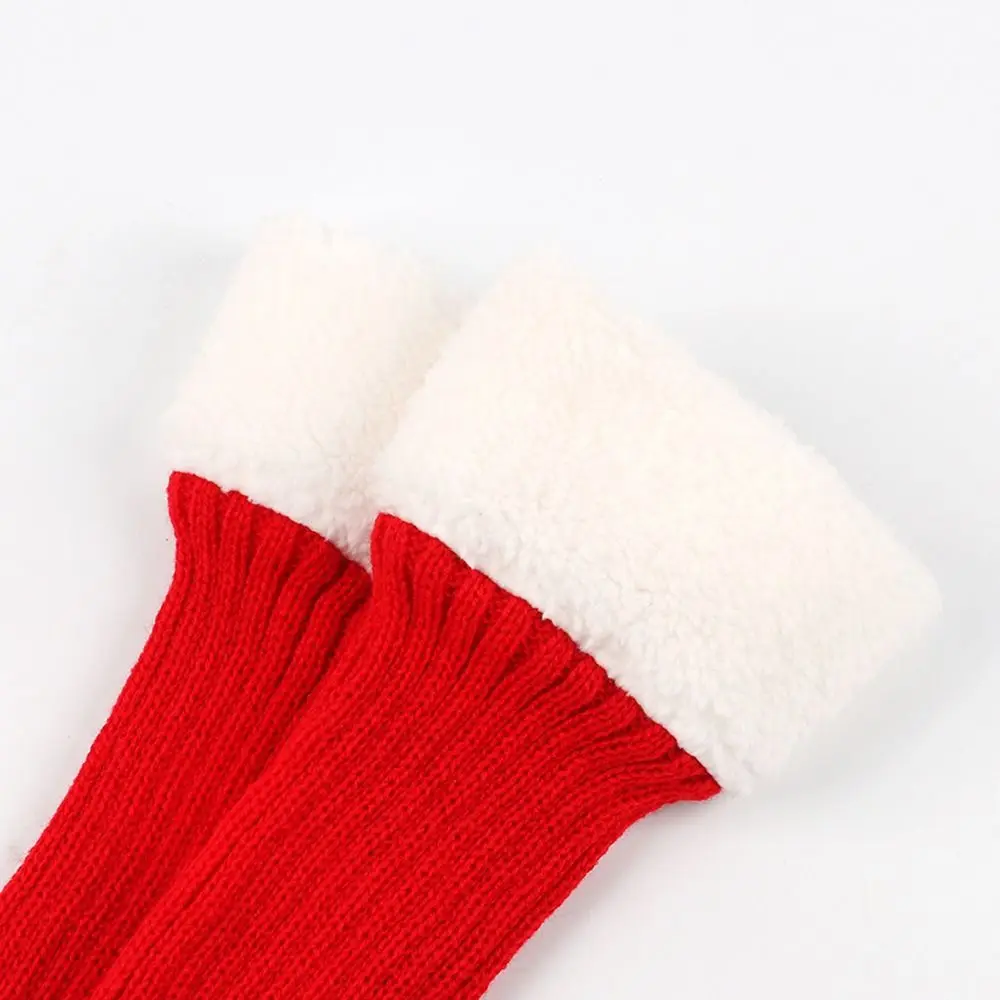 Plush Christmas Knitted Leg Cover Leg Warmer Thickened Stacked Christmas Leg Sleeve Candy Color Foot Cover Strap Leg Socks