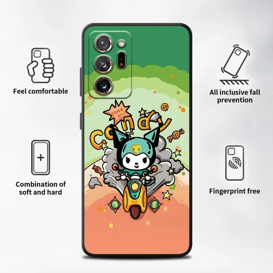 サンリオ キュート クロミ アート ブラック ソフトフォンカバーケース サムスン ギャラクシー ノート S10 10 Plus S9 8 20 Ultra 9 S8用