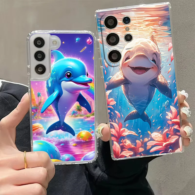 Transparent Cover for Samsung Galaxy S26 S25 S24 S23 S22 S20 S21 FE Ultra S25 Edge Plus Phone Case Present Ocean Animal Dolphin