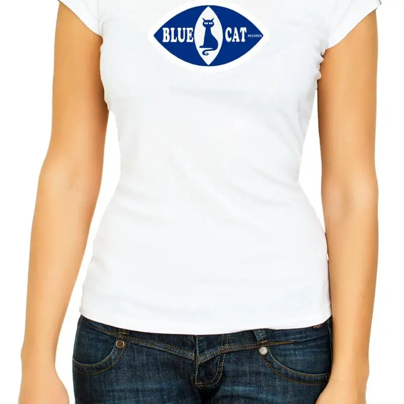 

Женская футболка с логотипом Blue Cat Records 3 4, F109