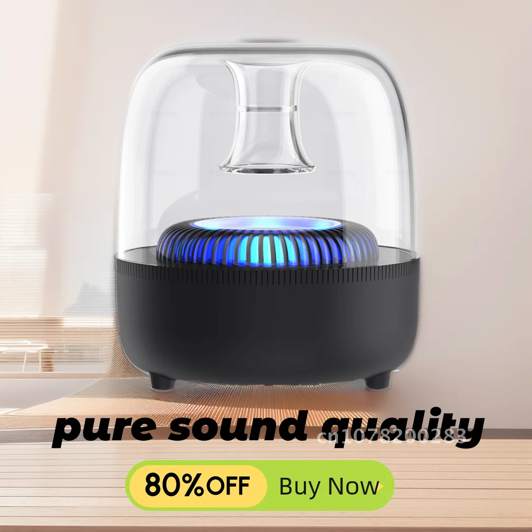 Acrylic Colorful Breathing Light Transparent Glass Speaker Portable Bluetooth Speaker Stereo Surround Wireless Bluetooth Speaker