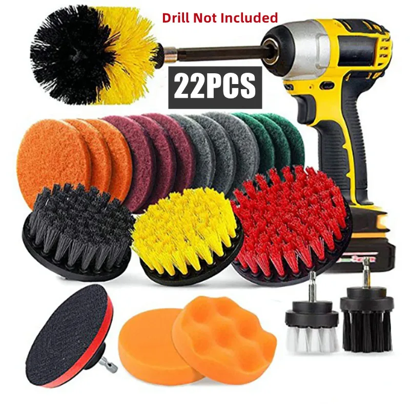 

22pcs Electric Drill Brush Kit Multi-function Car Wash Brush Porcelain Living Room Cleaning Tool