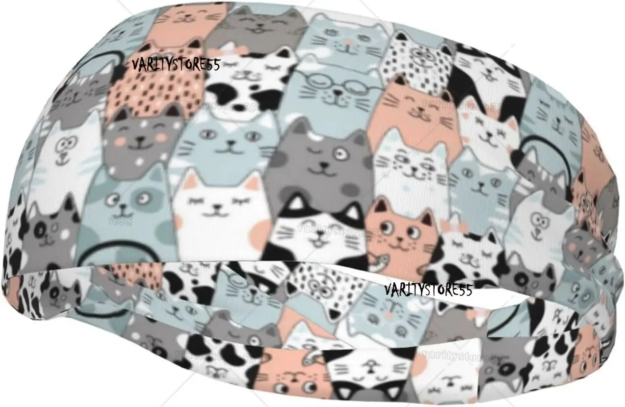 

Cat Wide Headbands Fashion Hair Bands Yoga Running Sports Workout Gym Stretchy Turbans for Women Men