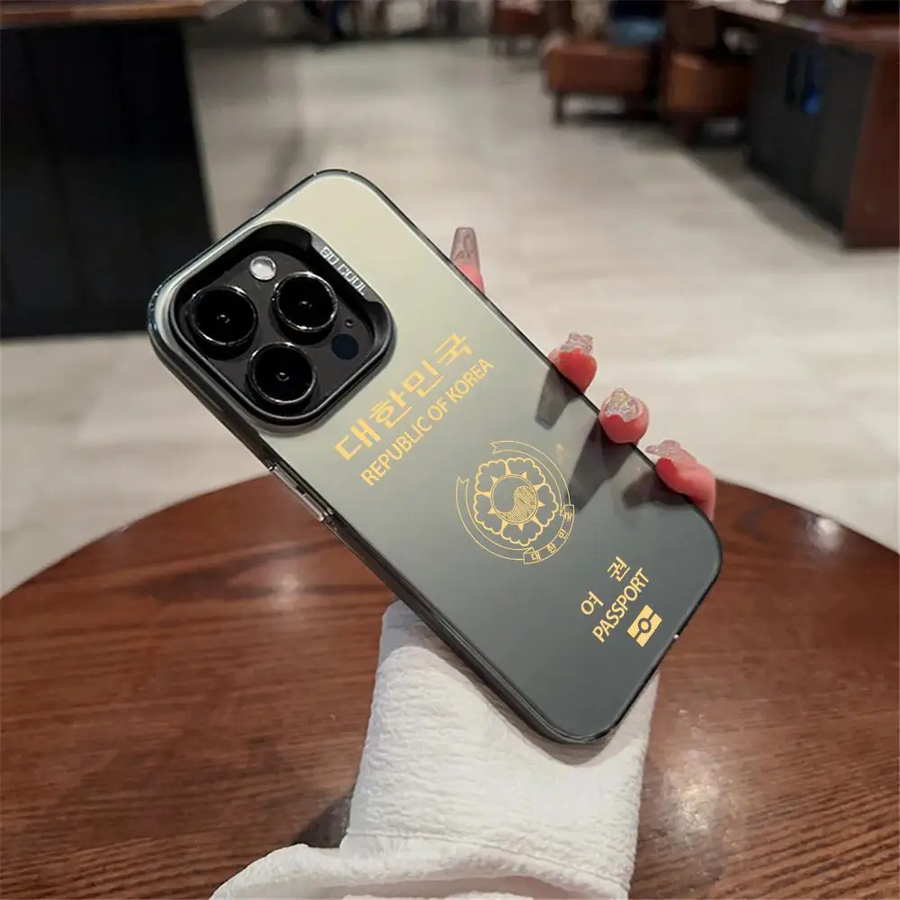 حافظة هاتف كورية لجواز السفر لهاتف آيفون 11 12 13 14 15 16 17Pro Max Air Plus حافظات فضية ملونة فاخرة وخفيفة الوزن