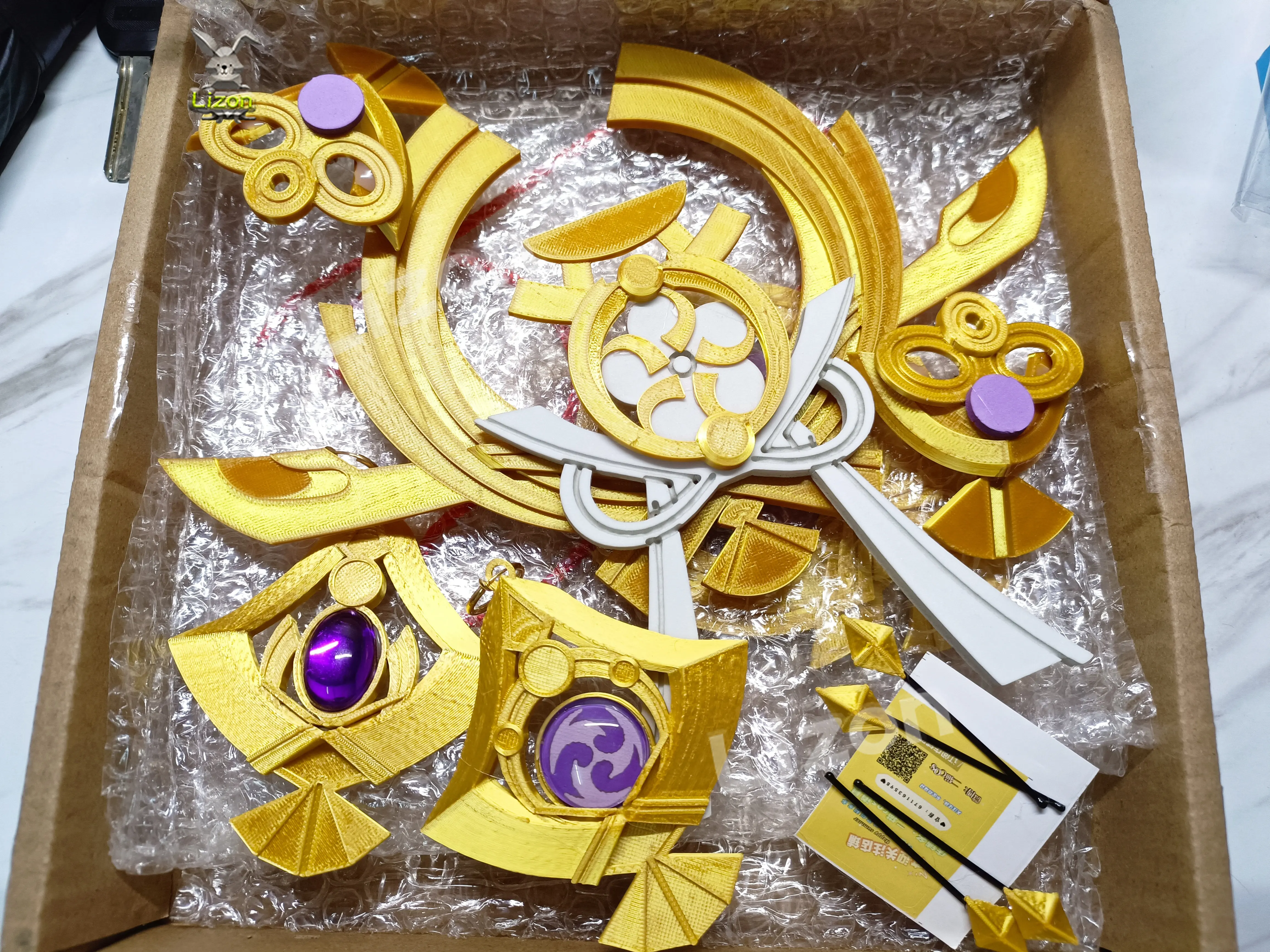 Genshin impacto yae miko cosplay arma prop kagura verity acessórios brincos conjunto de headwear impressão 3d