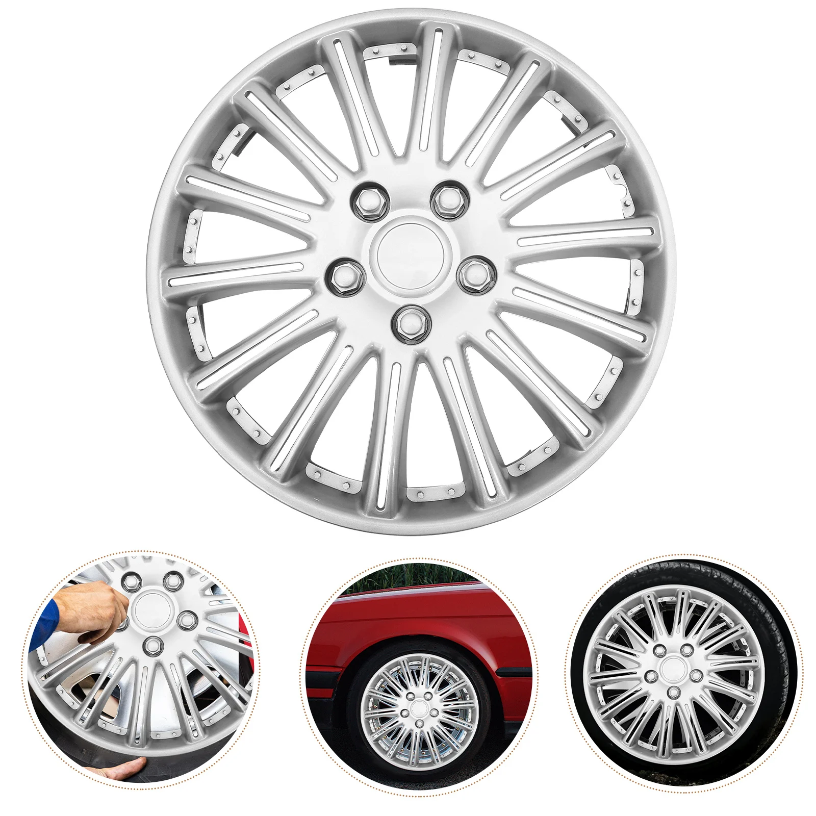 

14 Inch Wheel Hub Caps for Car Solid Construction Decorative Installation Keeps Debris Out Maintains Hub Function
