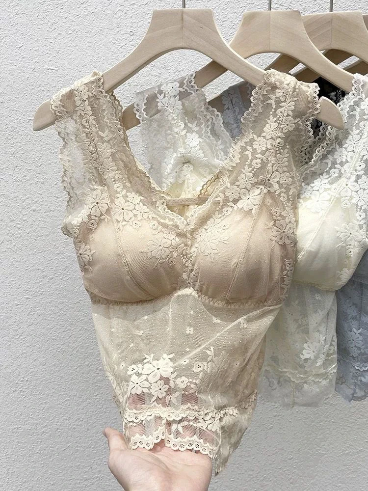 سترة نسائية صيفية بحزام من الدانتيل مع وسادة صدر ملابس خارجية 2024 ملابس داخلية جديدة بالطول مطابقة داخلية