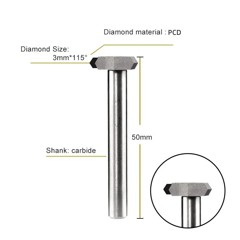 MCD Diamond Balancing Cutter 115 Degree Balance End Milling Router Bit Tungsten Carbide CNC Tools for Carbon Fiber Aluminum