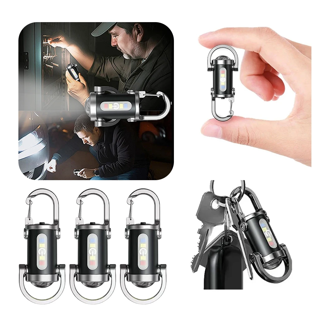 

Pocket Flashlight Multifunctional Portable Keychain Torch USB Rechargeable Ultralight Camping Flashlight for Outdoor Emergency