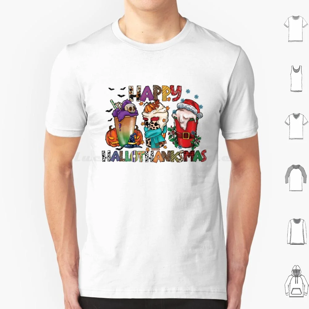 Hallothanksmas Coffee Cup Lover Holiday Season Spooky Ghost Season Happy Christmas Halloween Thanksgiving Pumpkin Fall T Shirt