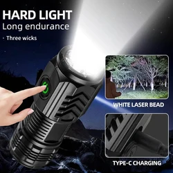 Three-eyed Monster LED Strong Light Flashlight Rechargeable Multifunctional Portable Outdoor Home Mini Flashlight Cap Clip Light