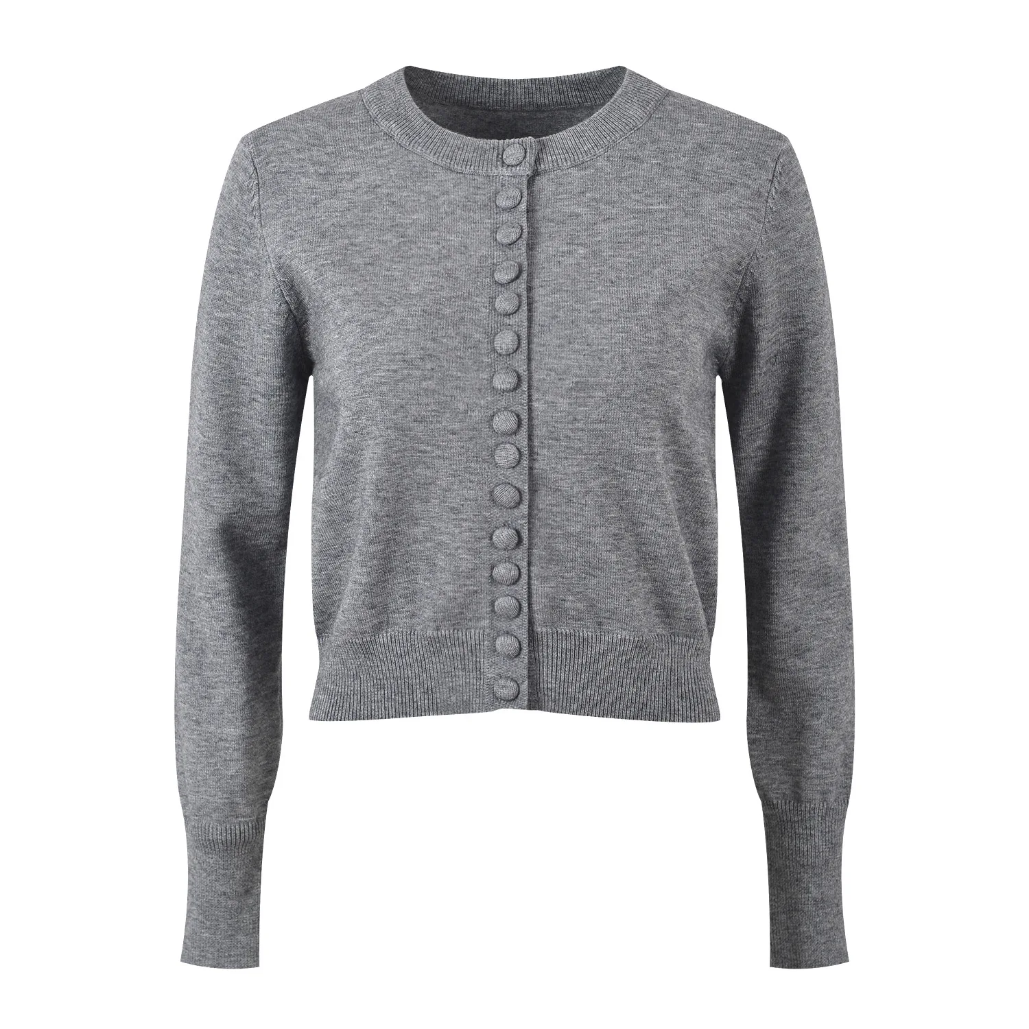 الراقية الأوروبية Sle الحلو الوردي لطيف الفول زر جولة Ne Long Sve سترة مشغولة من الصوف معطف مكافحة الشيخوخة ort طول