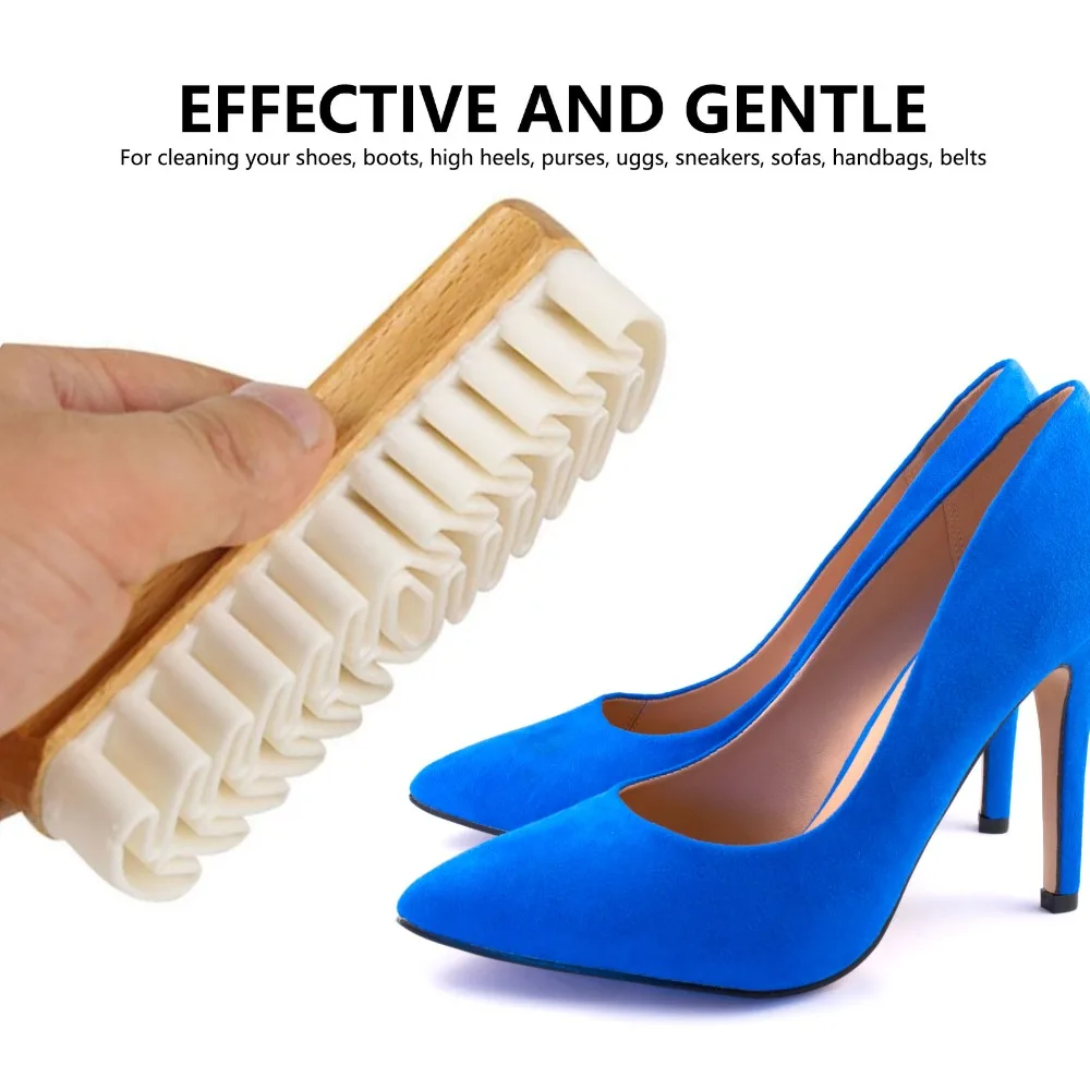 2pcs Wooden Handle Suede Shoe Cleaner Marks And Spots Remover Fibers And Nap Reviver Suede And Nubuck Shoe Cleaning Brush