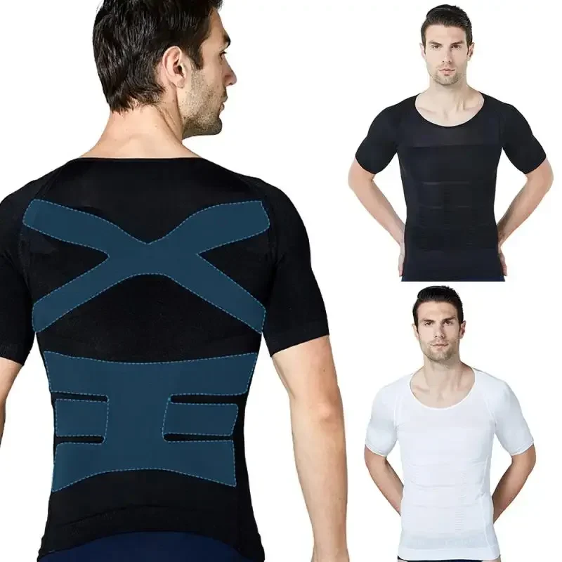 

Men's Chest Compression Shirt Top Slimming Shapewear Fat Burn Fitness Top Posture Vest Male Belly Abdomen Slim Undershirts Tank