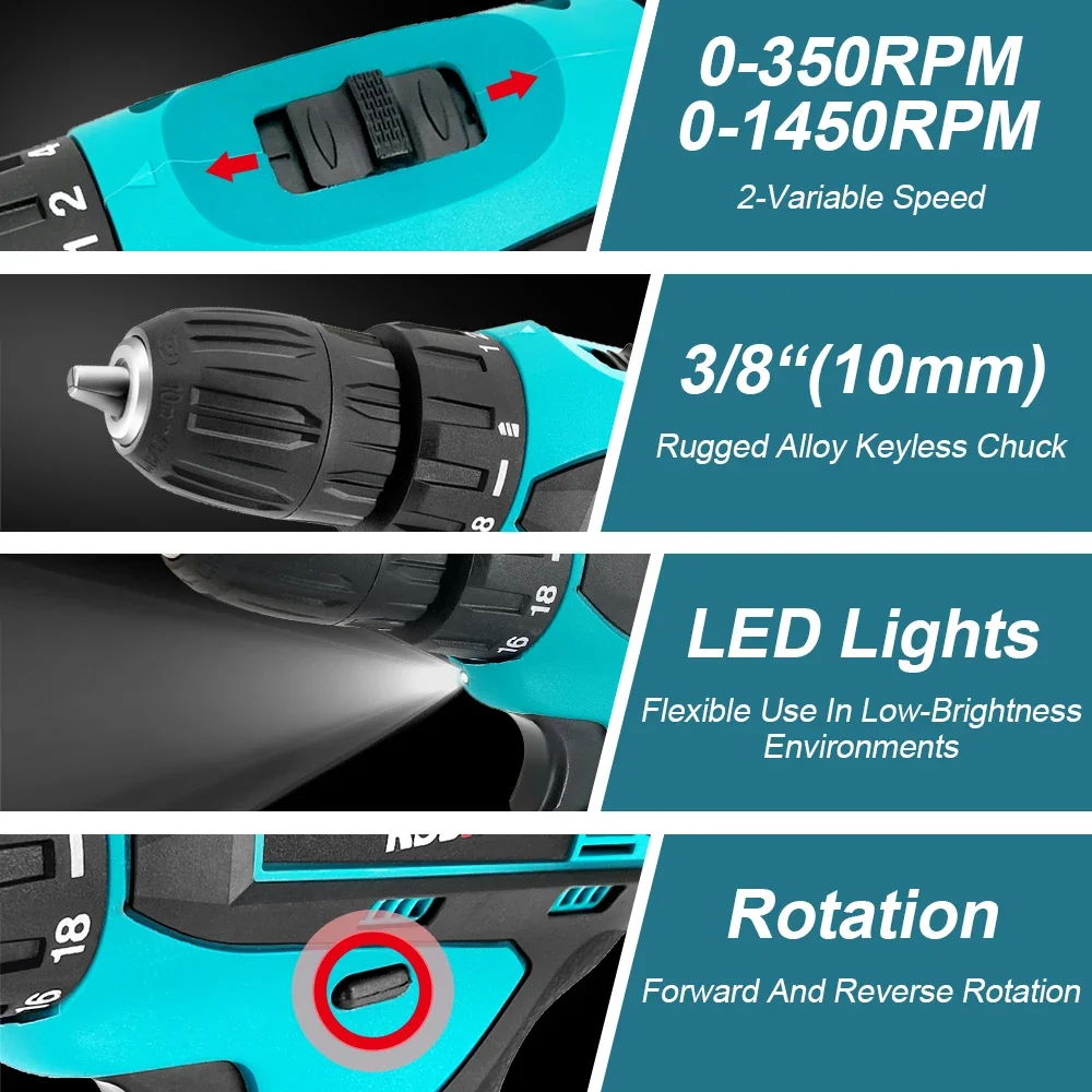 Cordless Electric Drill 12V 10MM Mini Drill Rechargeable Electric Screwdriver Lithium Ion Battery Home Electric Drill Power Tool