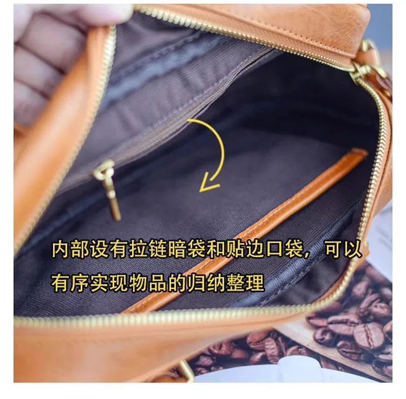 Fashion designers handmade genuine leather women's crossbody bag outdoor daily vintage simple real cowhide female shoulder bag images - 6