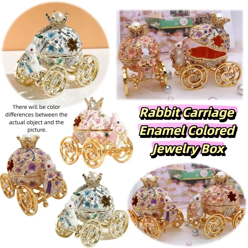

European Creative Jewelry Box Bunny Pumpkin Carriage Mini Size Earrings Necklace Storage Dresser Table Box Rabbit Carriage