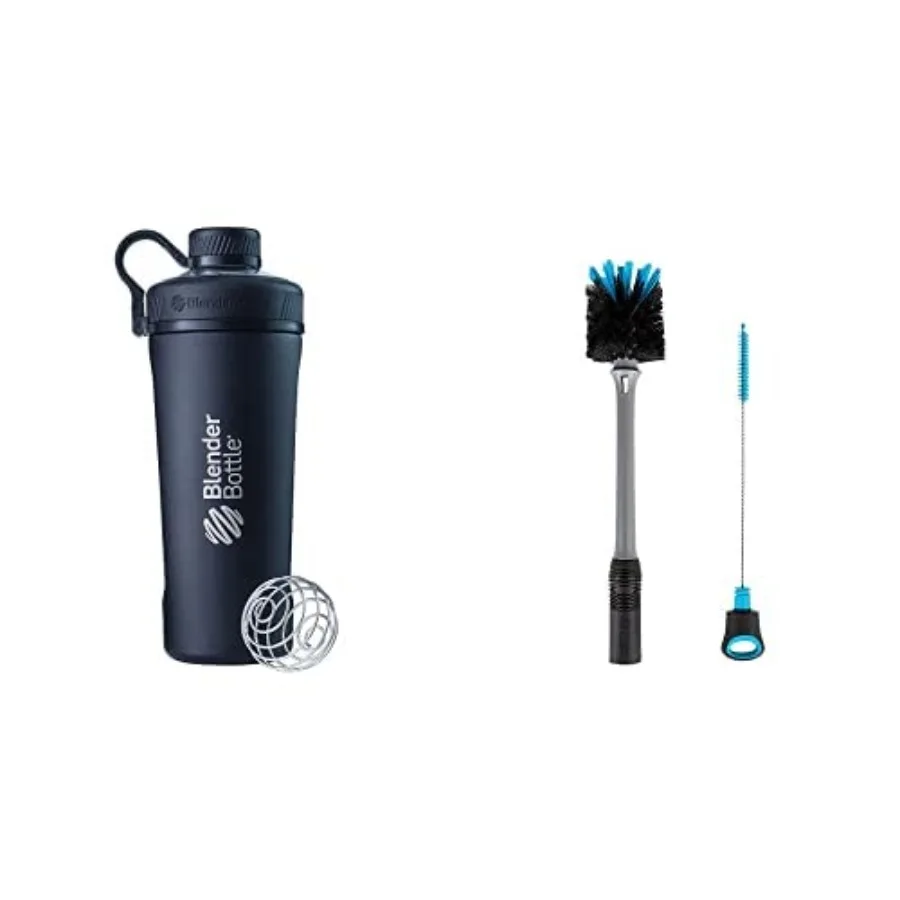 

BlenderBottle Radian Shaker Cup Insulated Stainless Steel Water Bottle with Wire Whisk 26-Ounce and BlenderBottle 2-in-1 Shaker