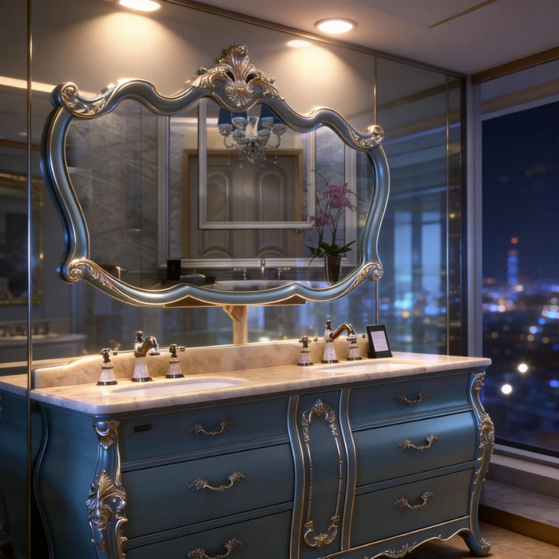 Light luxury bathroom cabinet, washbasin combination, bathroom washbasin, washbasin double basin arc