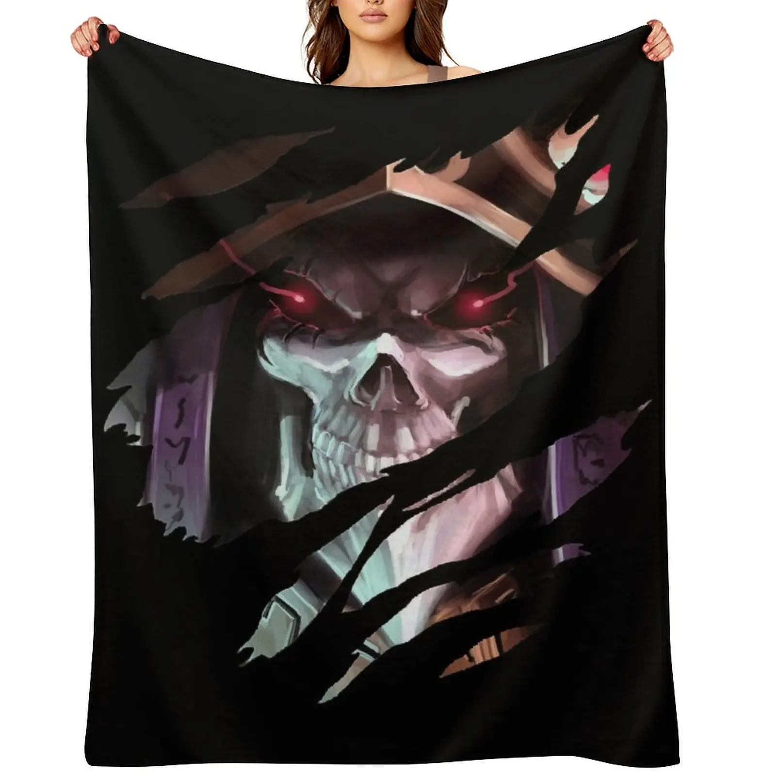 

Anime Overlord - Momonga Throw Blanket Beautifuls Hairys Tourist Sofas Blankets