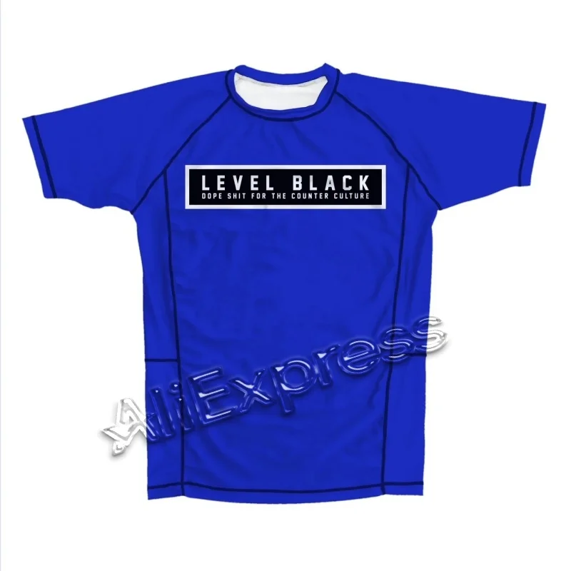 Sommer Schwarzer Rash Guard Schnelltrocknendes Gym-T-Shirt Schwarzes Jersey-T-Shirt Ranked V2 Nivel Negro Rash Guard Top für Erwachsene/Kinder – Detail 12
