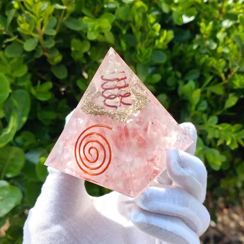 Crystal Gravel Pyramid Epoxy Resin Home Desktop Handmade Ornament 6 Auspicious Feng Shui