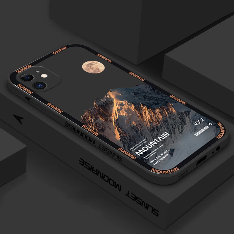 Snow Mountain Sunrise Scenery Silicone Phone Case For iPhone 15 14 13 11 12 Pro Max Mini X XR XS Max 7 8 Plus SE 2020 Soft Cover