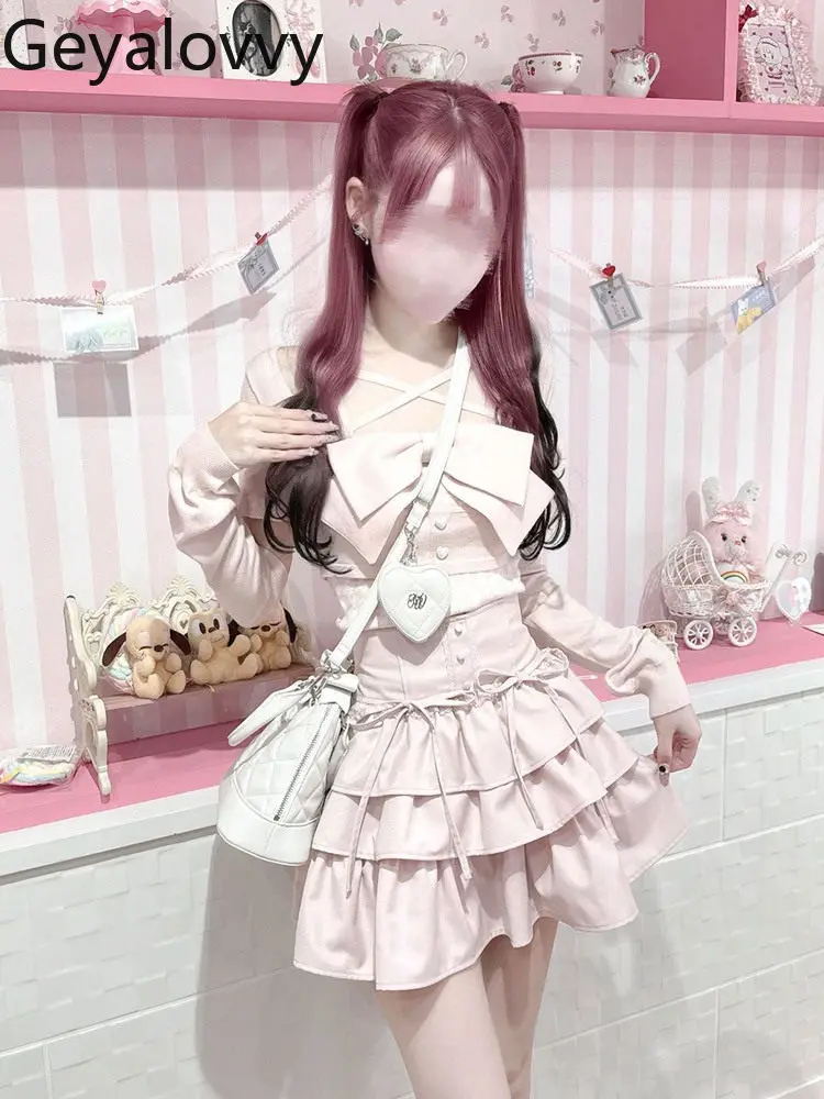 

Elastic High Waist Curved Waistline Bow Tie Mini Skirt 2026 New Sweet Style Versatile Lace Patchwork Short Cake Skirts