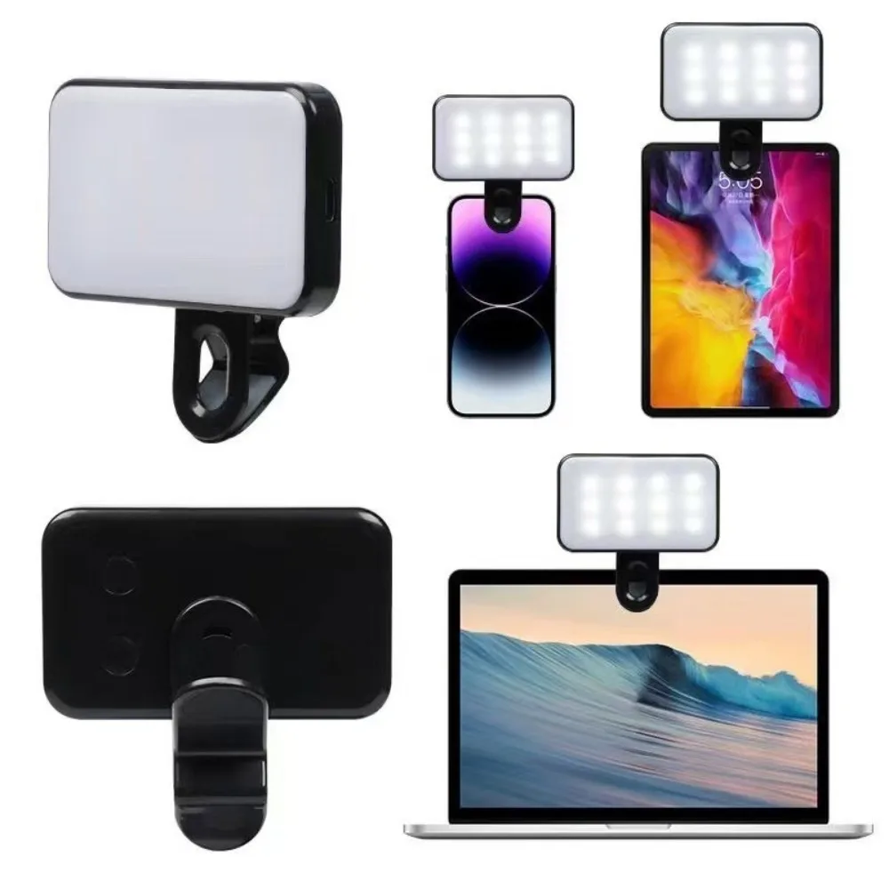 

Portable Mini Selfie Fill Light USB Rechargeable 3 Modes Adjustable Brightness Clip On For Mobile Phone Computer Fill Light