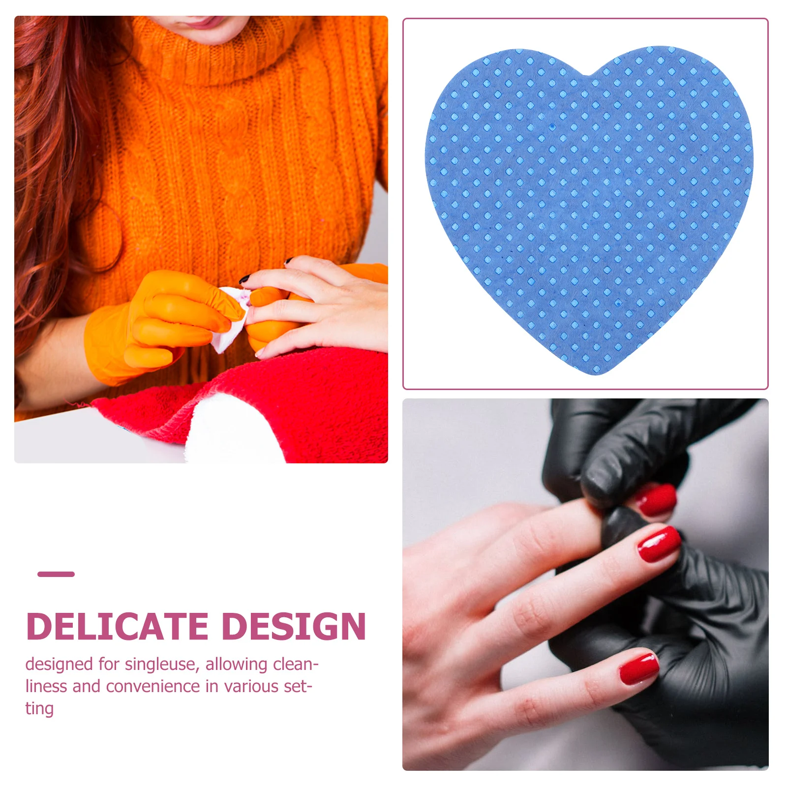 200 pz a Forma di Cuore Nail Polish Remover Pad Salviette di Cotone Senza Pelucchi Per Gel Dip Powder Manicure Soak Off Nail Art Care Viaggi