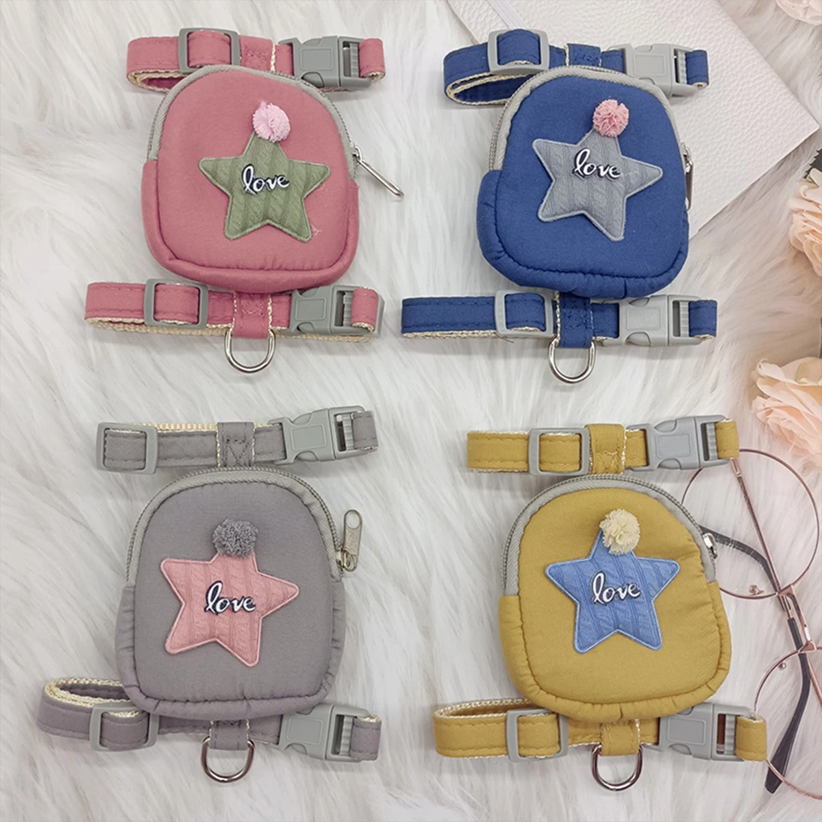 1PC Dog leash Cat backpack chain I-type back Small and medium-sized dog breast strap dog leash pet supplies