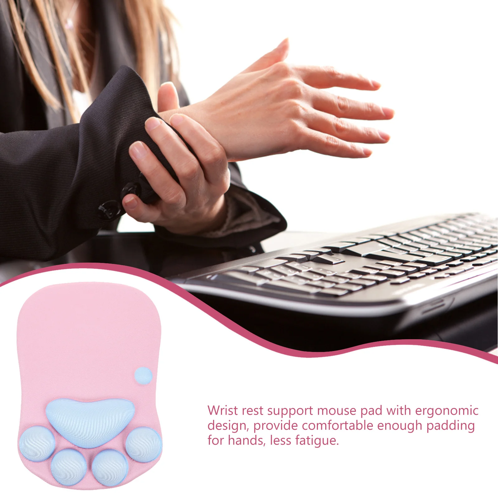 게임용 마우스 패드 손목 지지대 인체공학적 고양이 발 마우스 패드 사무실 홈 데스크 설정 액세서리