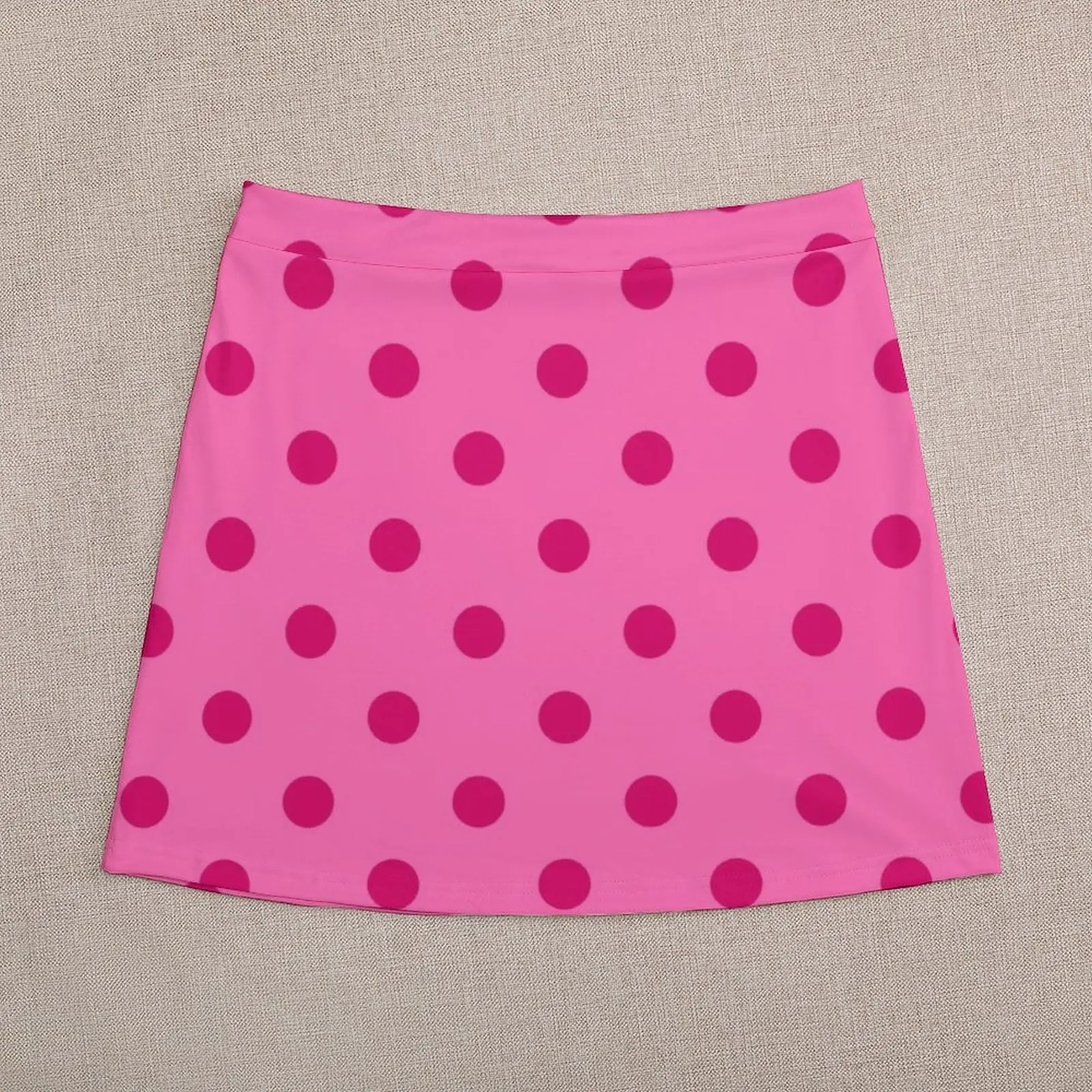 Large Dark Hot Pink Polka Dots on Light Hot Pink Mini Skirt Skirt satin new in dresses