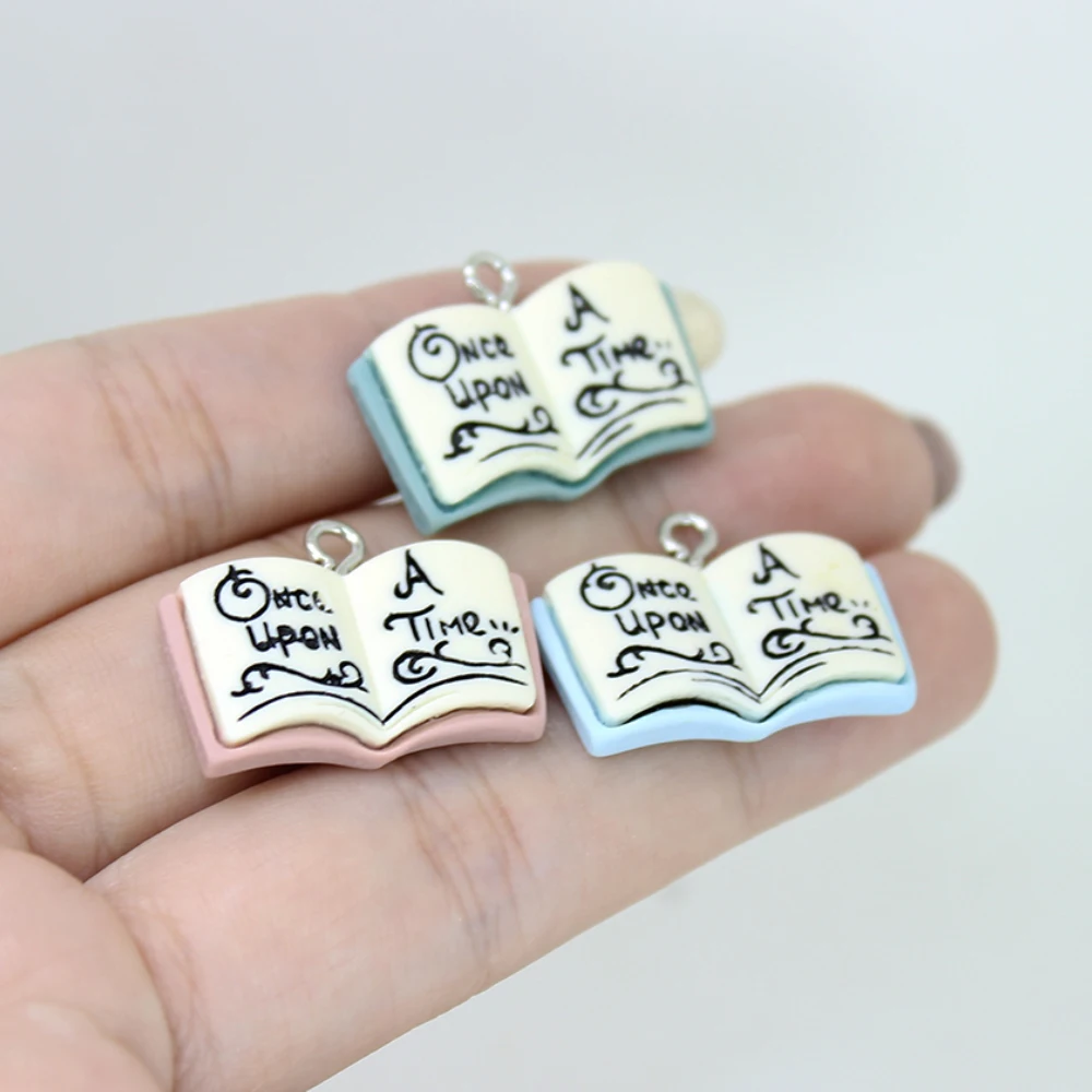 Yamily 10Pcs/Resin Book Charm Fairy Tale Flat Once Upon A time.. Pendant Jewelry For DIY Earring Bracelet Keychain Making