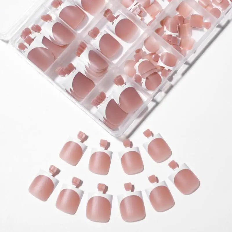 240Pcs Nude Pink Matte Short Square Full Cover False Nail Tips 12 Sizes Soft Gel Press On Nail Tips with Storage Box DIY Manicure Extension Supplies