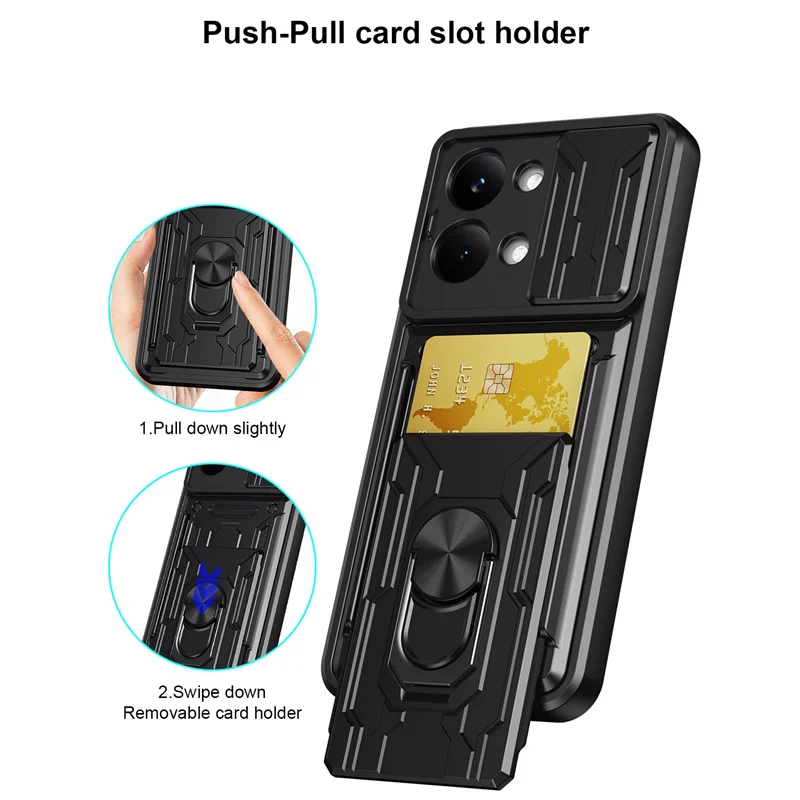 Etui z podpórką i pancerzem na Xiaomi Poco X8 Pro Max, z przegródką na karty, uchwytem na palec i funkcją podstawki, Fundas Coque Capa — zdjęcie produktu 6