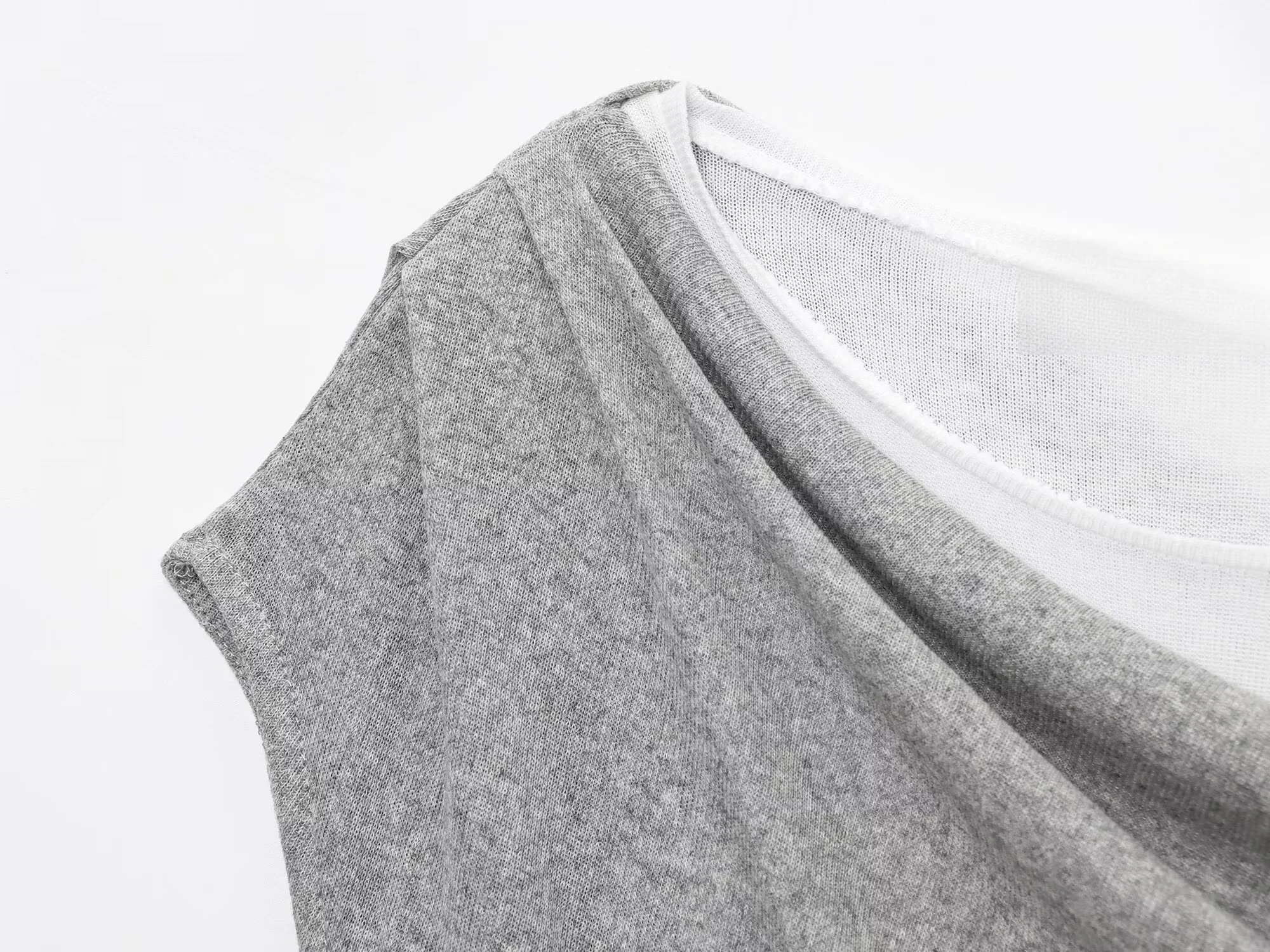 2025, neue Sommer-Damen-Casual-Mode, doppellagiges, asymmetrisches Design, Kontrastfarbe, Rundhalsausschnitt, ärmelloses T-Shirt