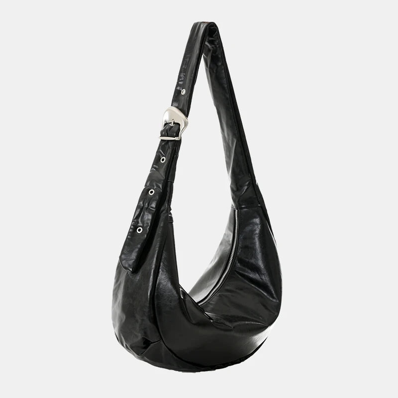 Borsa a tracolla vintage di grande capacità Y2k moda semplice da donna 2025 nuova borsa a tracolla Hobo nera morbida alla moda estiva