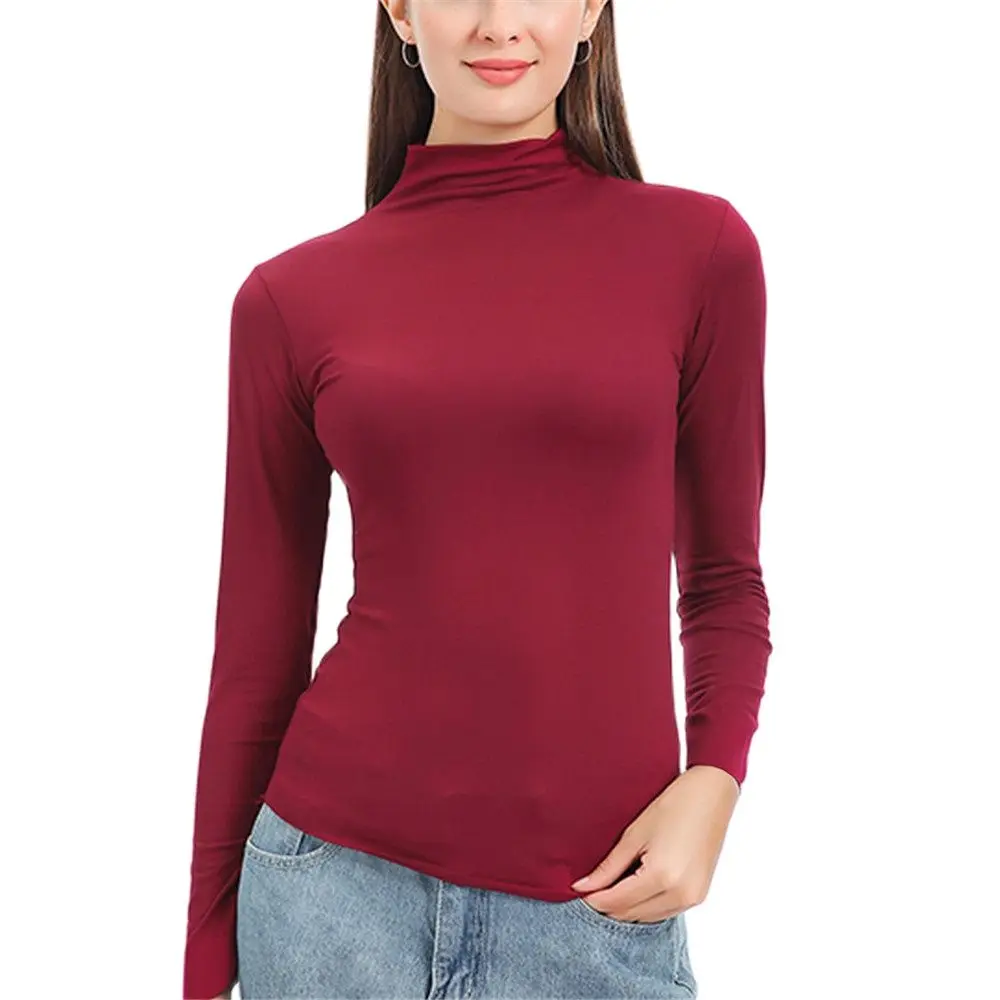 Hot Sale Long Sleeve Elasticity Bottoming Tops Turtleneck Sweater Women Winter Autumn Solid Color Slim Fit Warm Knit Pullovers