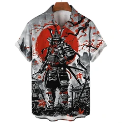 New Japanese Shirt For Men Hawaiian Shirts 3d Ghost Samurai Apparel Short Sleeve Tops Harajuku Streetwear Summer Man Clothing