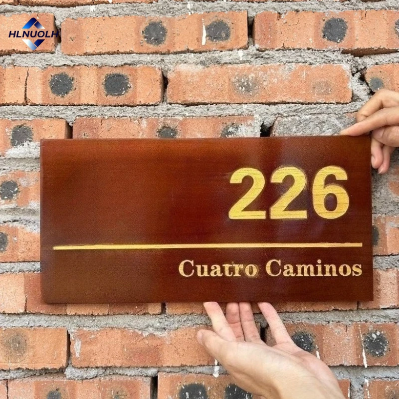 

Personalized Outdoor House Numbers Custom Wood House Plaques Modern Wooden Door Signs Laser Cut Exterior Street Name Sign Decor