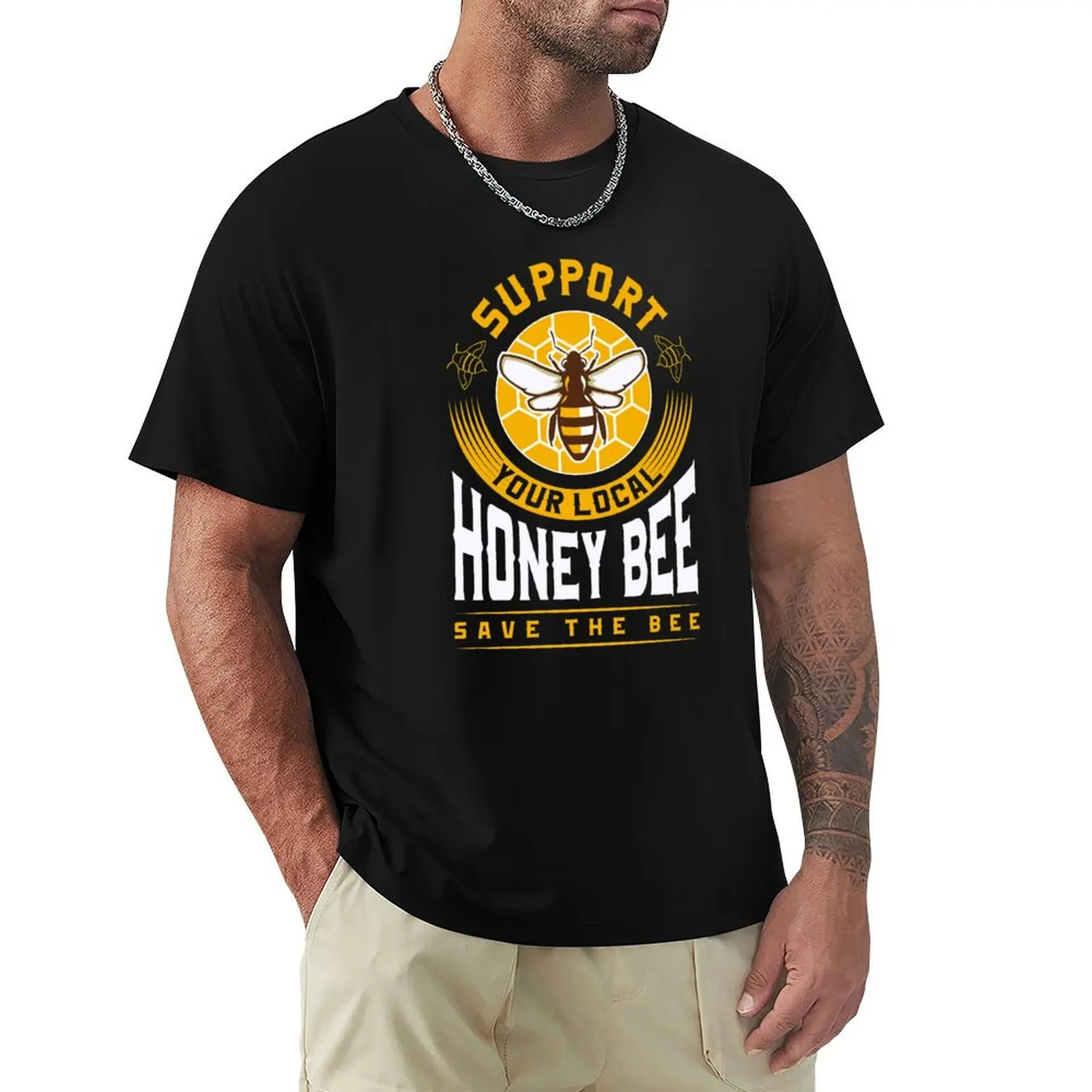 

Support Your Local Honey Bee Save the Bees Print T-Shirt quick-drying tshirts personalised t shirts for men graphic