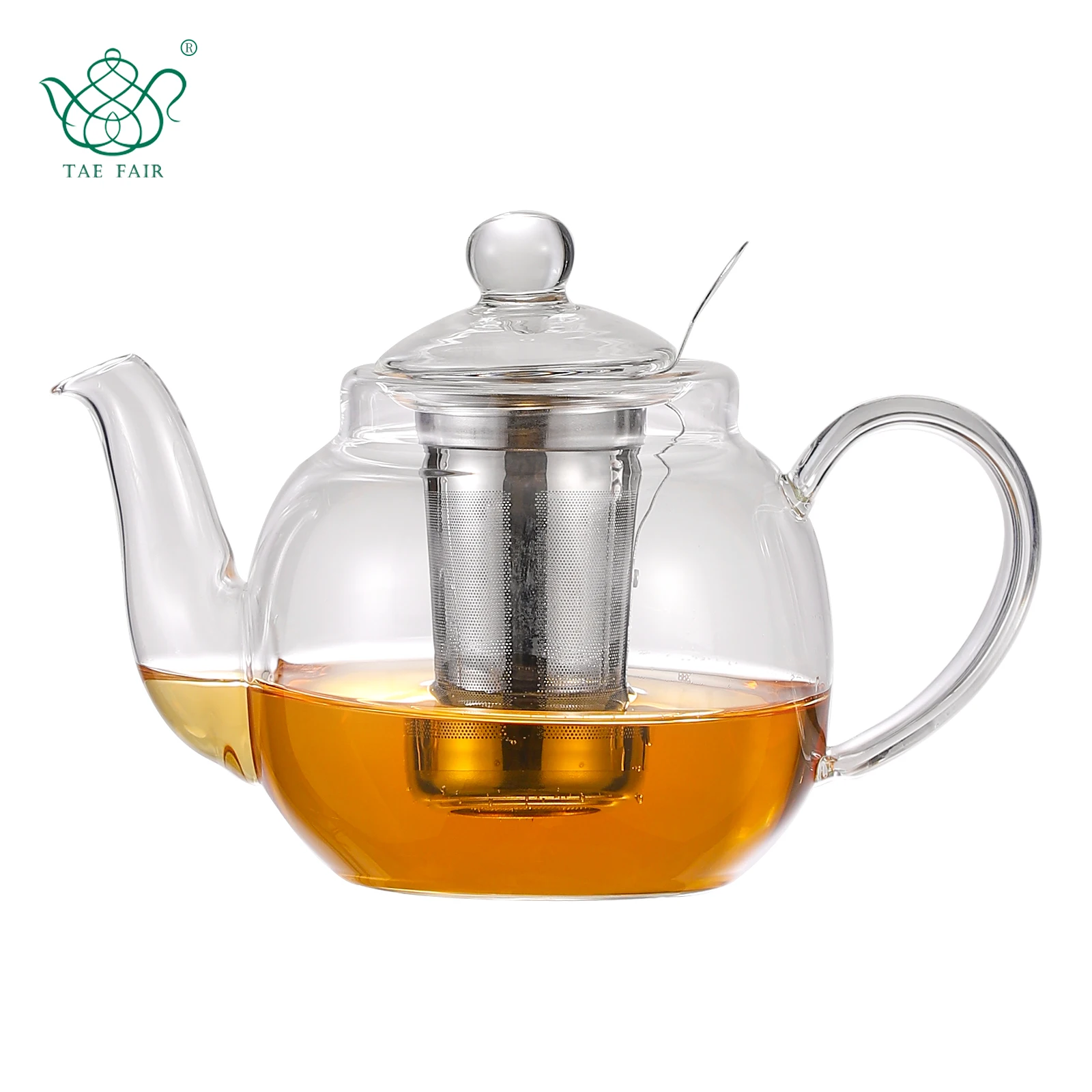 TAE Fair Glass Teapot with Infuser, 700 ml Borosilicate Tea Pot with Strainer, Clear Leaf Tea Pots for Loose Tea