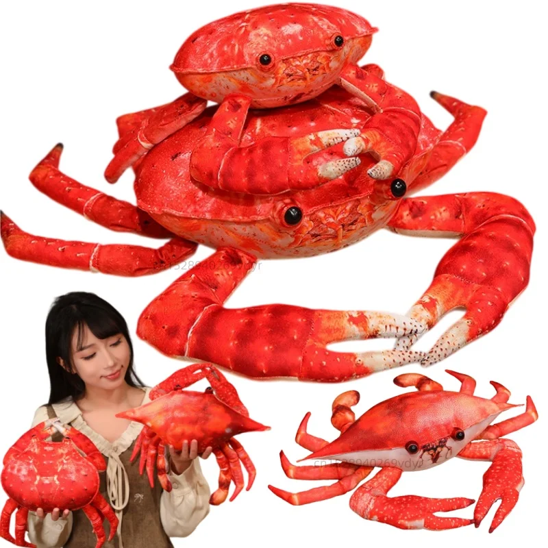 1Pc Kawaii Crab Plush Toy Real Like Sea Animals Crab aKing Crab Pillow Dolls Stuffed Soft Sofa Cushion Creative Birthday Gift