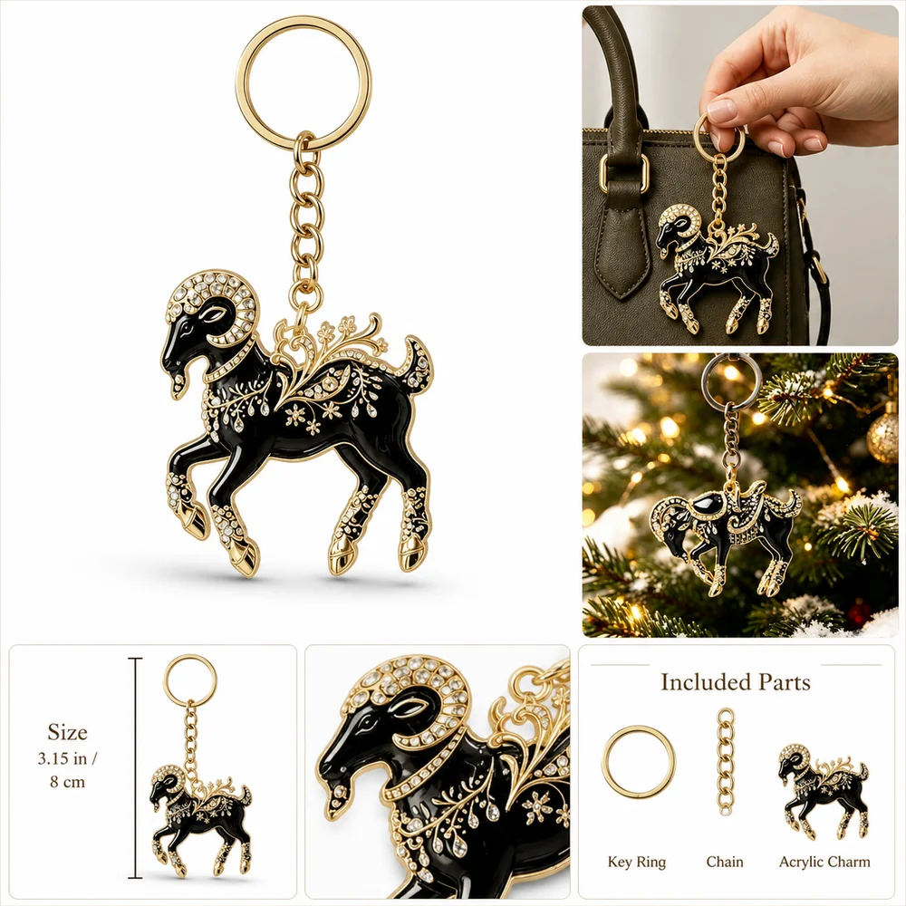 New Year Gift 2D Design Goat Keychain Acrylic Ornate Goat Bag Charm Running Goat Decorative Goat Key Ring Backpack Decoration